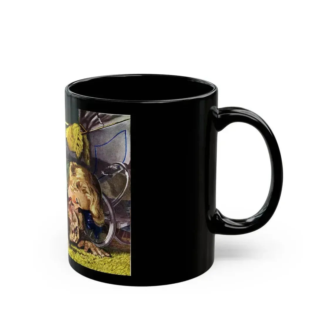 An overweight villain gets his comeuppance from a furious female, The Saturday Evening Post - Black Coffee Mug - Go Mug Yourself