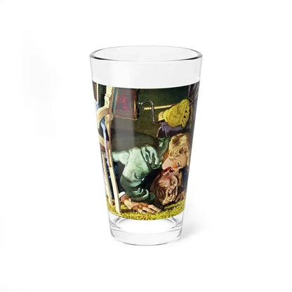 An overweight villain gets his comeuppance from a furious female, The Saturday Evening Post (Magazine Illustration) Pint Glass 16oz 16oz - Go Mug Yourself