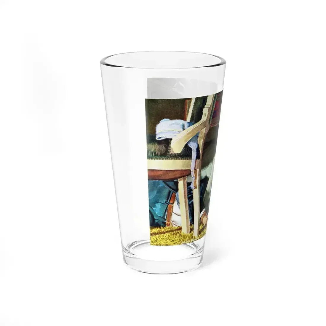 An overweight villain gets his comeuppance from a furious female, The Saturday Evening Post (Magazine Illustration) Pint Glass 16oz - Go Mug Yourself