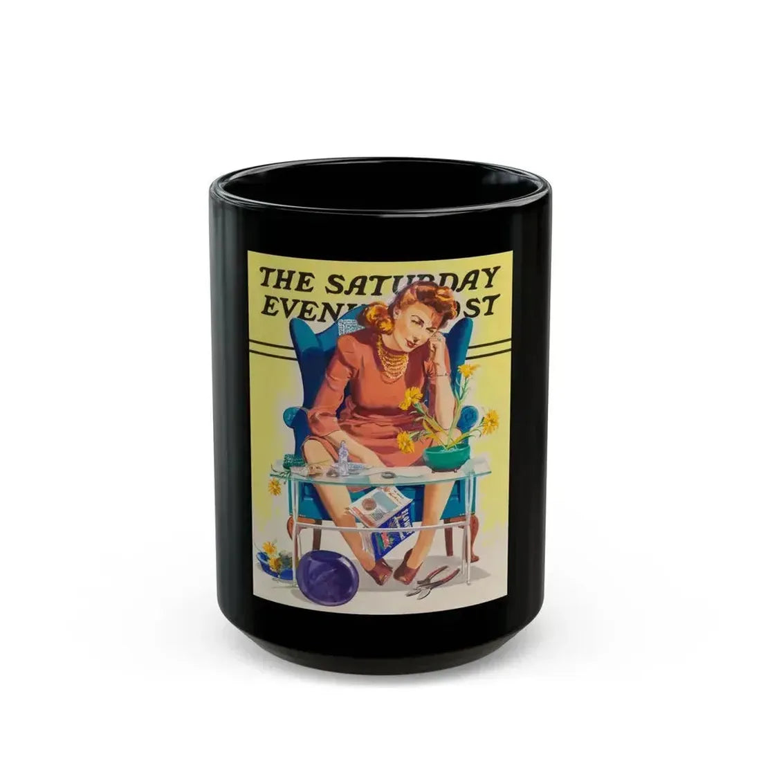 And it Looked so Easy, The Saturday Evening Post study - Black Coffee Mug 15oz - Go Mug Yourself