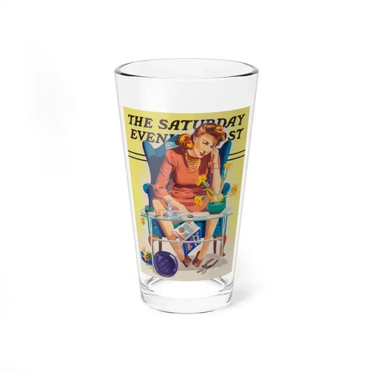 And it Looked so Easy, The Saturday Evening Post study (Magazine Illustration) Pint Glass 16oz 16oz - Go Mug Yourself