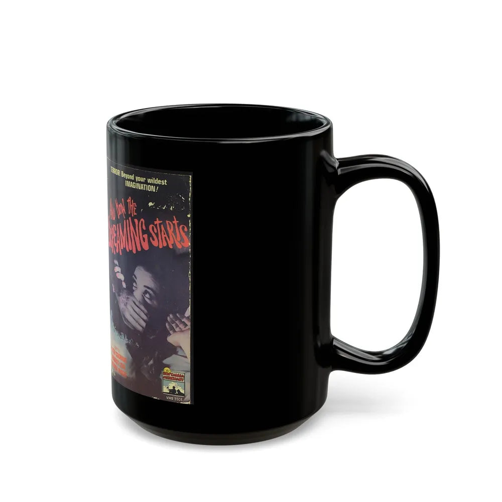 AND NOW THE SCREAMING STARTS NOSTALGIA MERCHANT (VHS COVER) - Black Coffee Mug-Go Mug Yourself