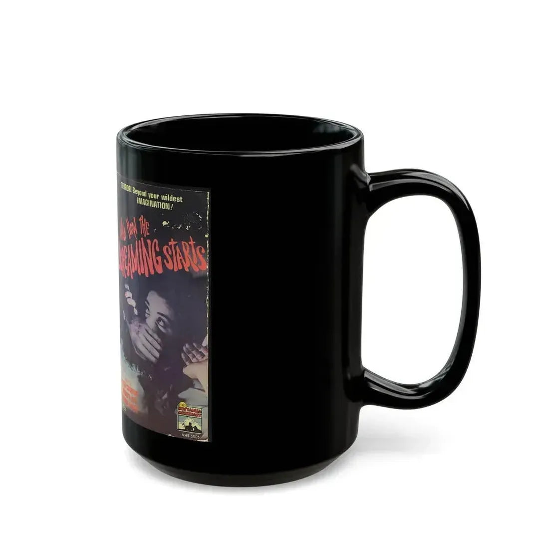 AND NOW THE SCREAMING STARTS NOSTALGIA MERCHANT (VHS COVER) - Black Coffee Mug - Go Mug Yourself