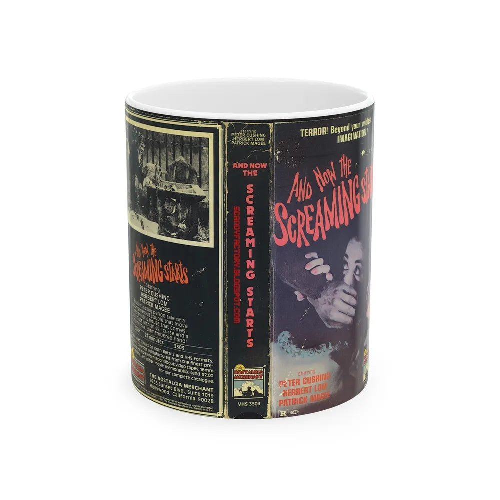 AND NOW THE SCREAMING STARTS NOSTALGIA MERCHANT (VHS COVER) - White Coffee Mug-11oz-Go Mug Yourself