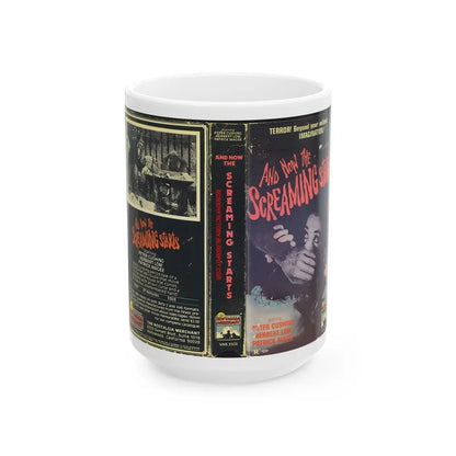 AND NOW THE SCREAMING STARTS NOSTALGIA MERCHANT (VHS COVER) - White Coffee Mug-15oz-Go Mug Yourself