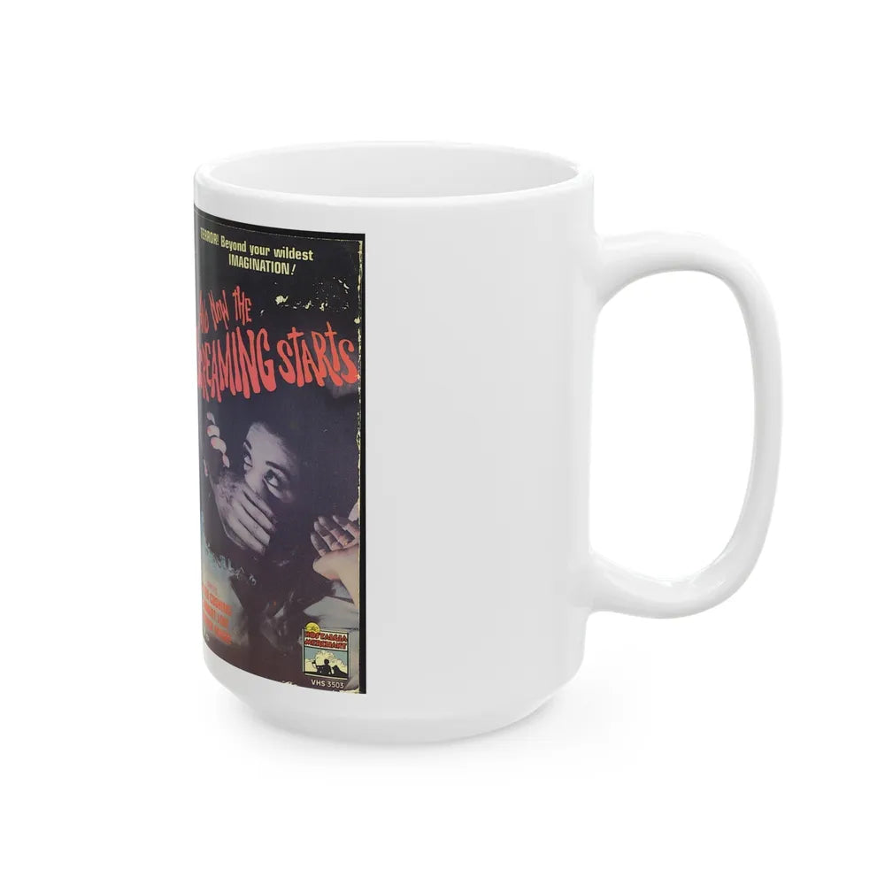 AND NOW THE SCREAMING STARTS NOSTALGIA MERCHANT (VHS COVER) - White Coffee Mug-Go Mug Yourself