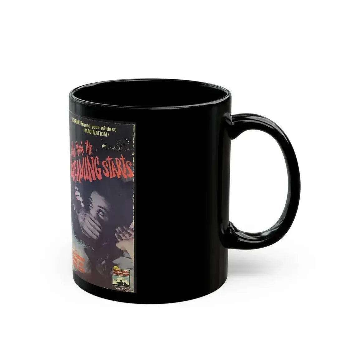 AND NOW THE SCREAMING STARTS (VHS COVER) - Black Coffee Mug - Go Mug Yourself