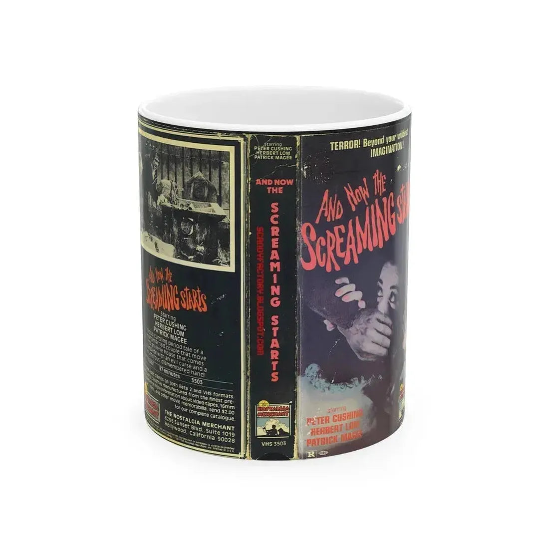 AND NOW THE SCREAMING STARTS (VHS COVER) - White Coffee Mug 11oz - Go Mug Yourself