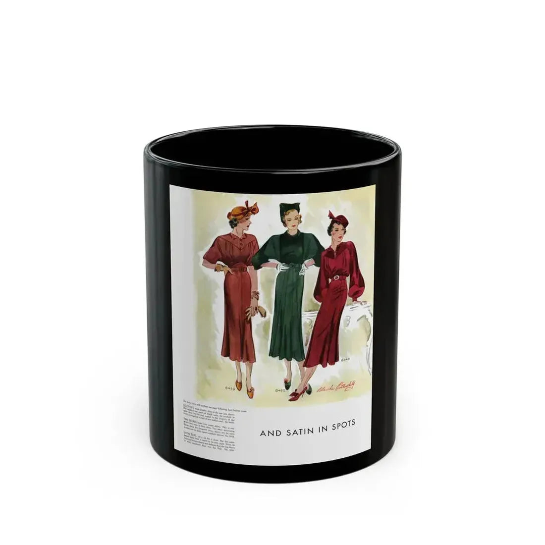 And Satin In Spots, McCall's, September 1935 - Black Coffee Mug 11oz - Go Mug Yourself