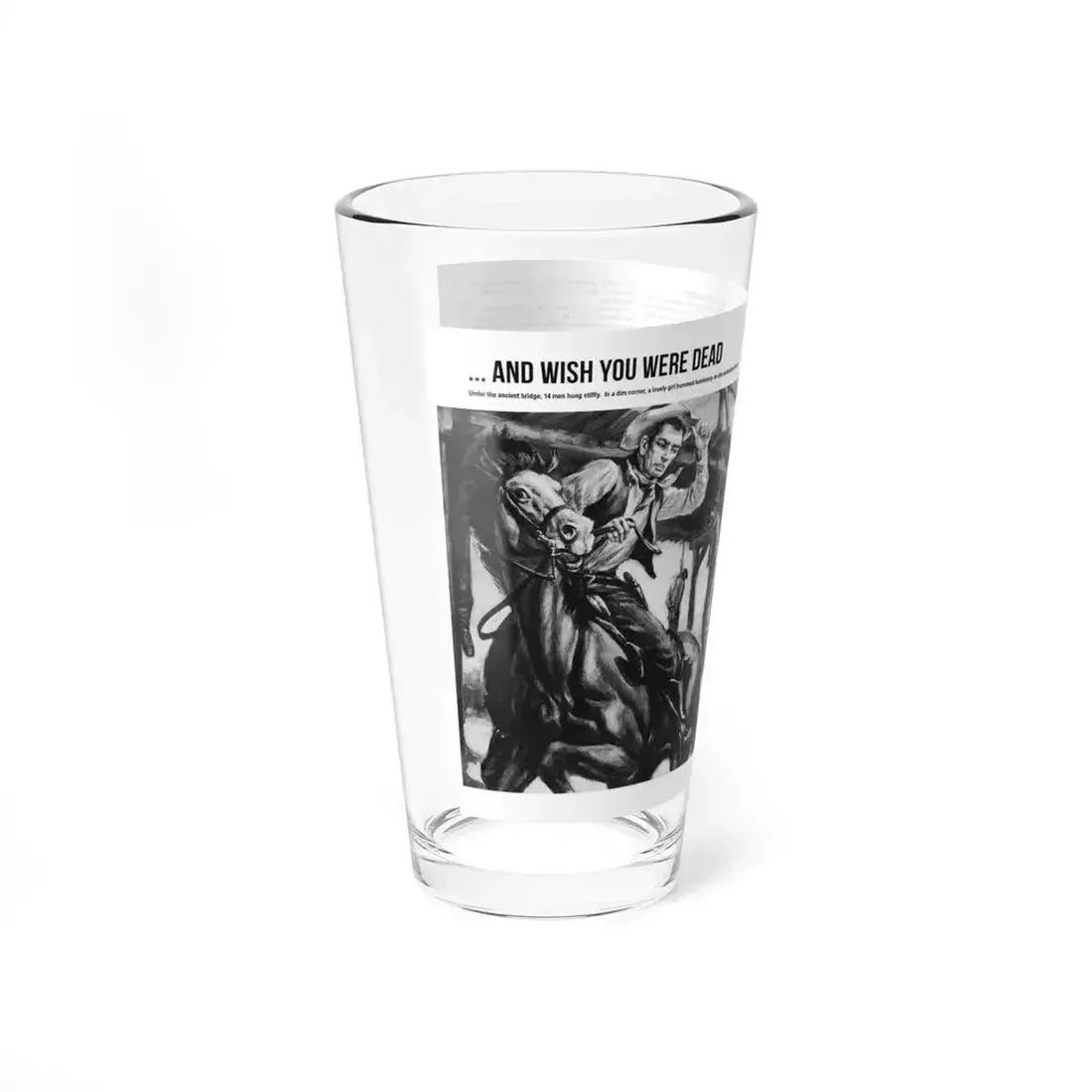 And Wish You Were Dead, All Man magazine, September 1959 (Magazine Illustration) Pint Glass 16oz - Go Mug Yourself