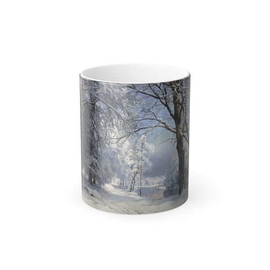 Anders Andersen-Lundby (1840-1923) Forest in Winter - Oil on Canvas 1882 - Color Changing Mug 11oz-11oz-Go Mug Yourself