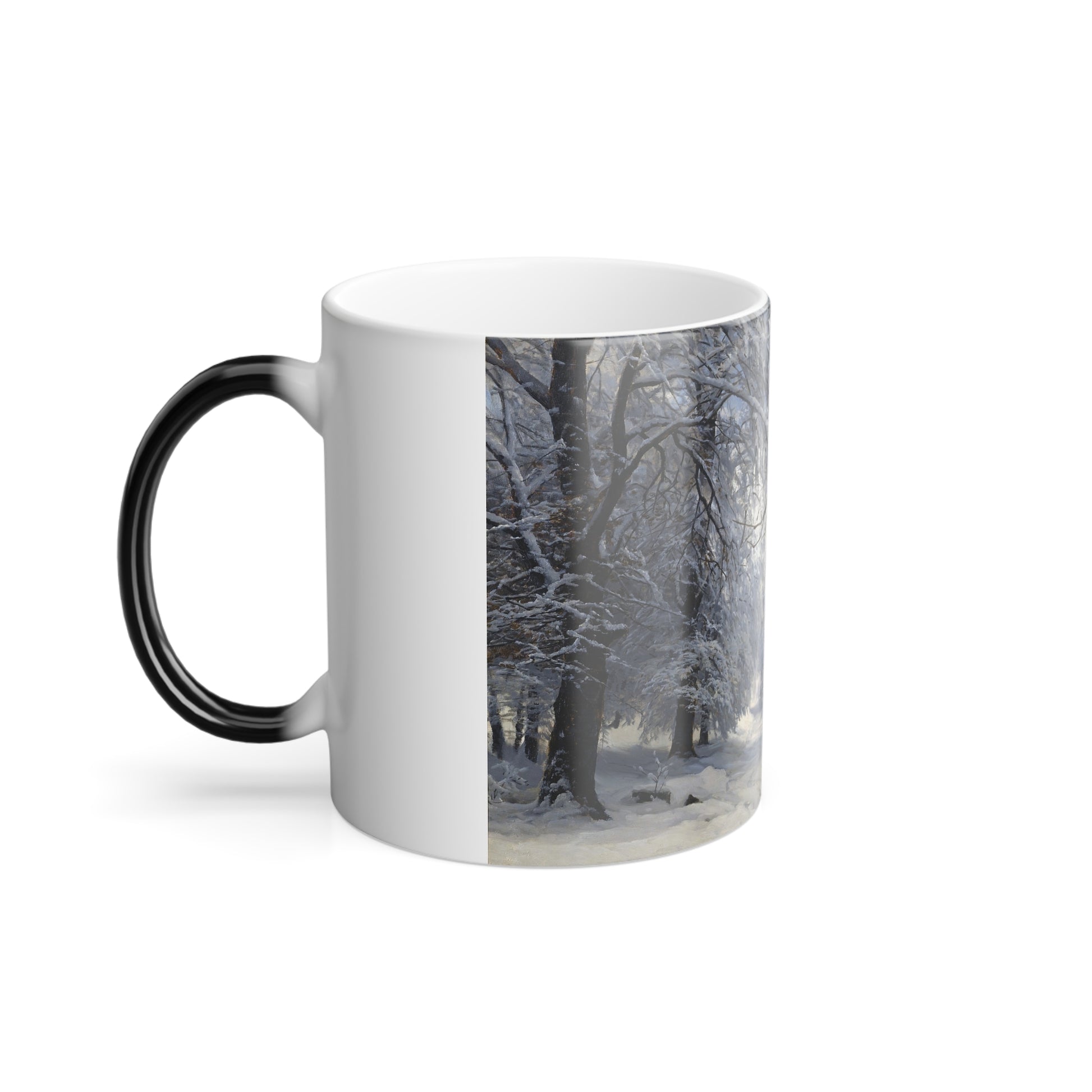 Anders Andersen-Lundby (1840-1923) Forest in Winter - Oil on Canvas 1882 - Color Changing Mug 11oz-Go Mug Yourself