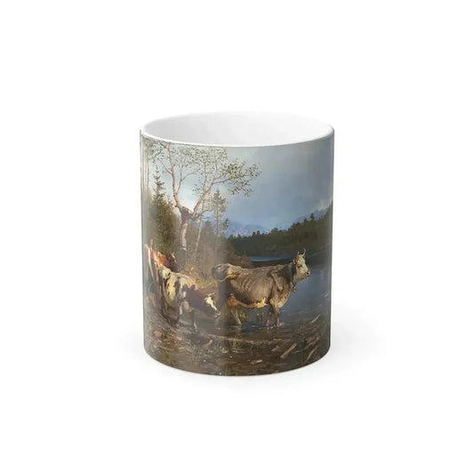 Anders Askevold (1834-1900) Evening by the Lakeside - oil on canvas 1882 - Color Changing Mug 11oz 11oz - Go Mug Yourself