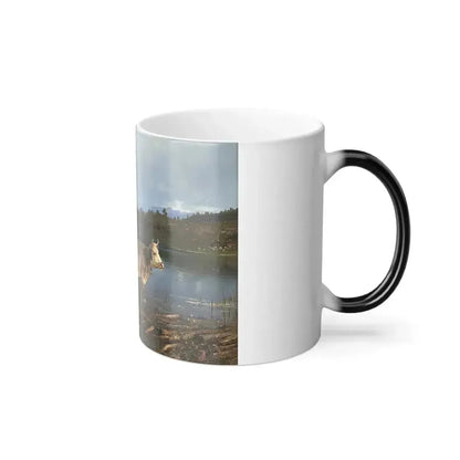 Anders Askevold (1834-1900) Evening by the Lakeside - oil on canvas 1882 - Color Changing Mug 11oz - Go Mug Yourself
