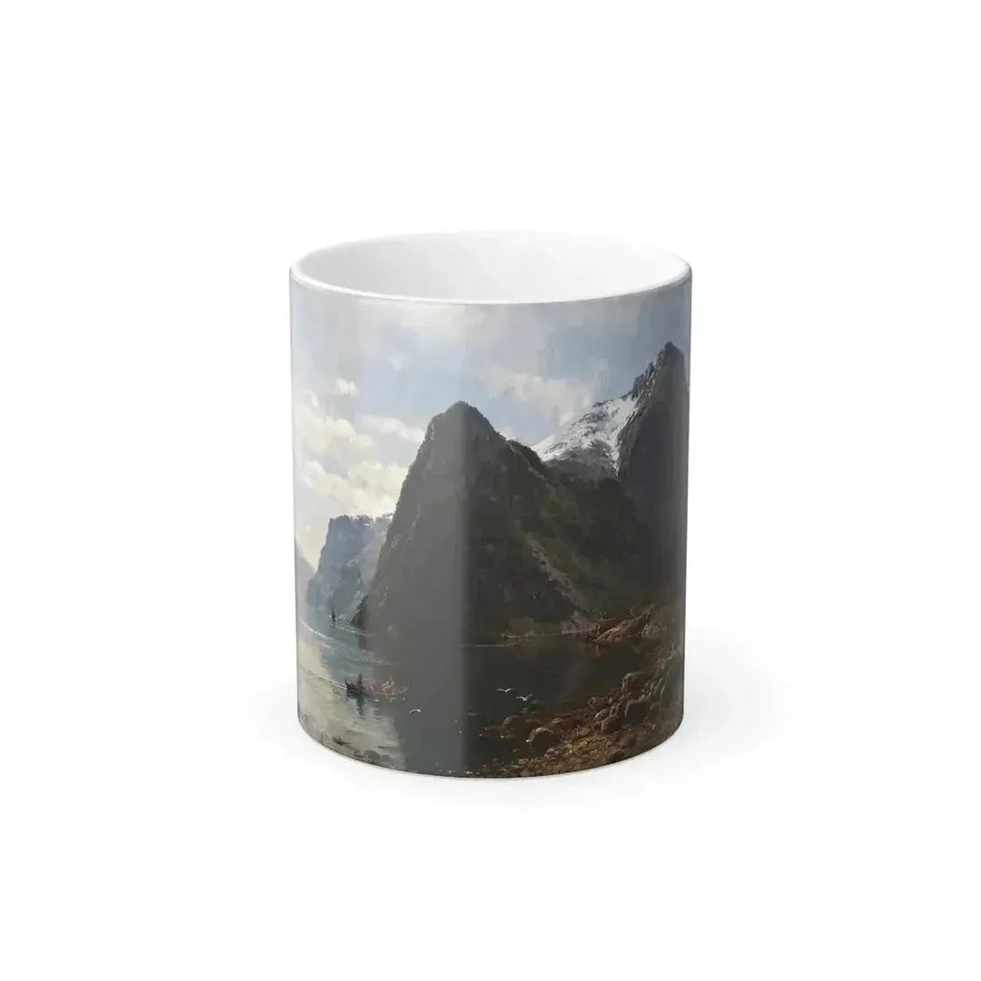 Anders Askevold (1834-1900) Fjord Landscape with People - oil on canvas 1889 - Color Changing Mug 11oz 11oz - Go Mug Yourself