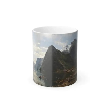 Anders Askevold (1834-1900) Fjord Landscape with People - oil on canvas 1889 - Color Changing Mug 11oz 11oz - Go Mug Yourself