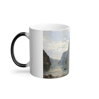 Anders Askevold (1834-1900) Fjord Landscape with People - oil on canvas 1889 - Color Changing Mug 11oz - Go Mug Yourself