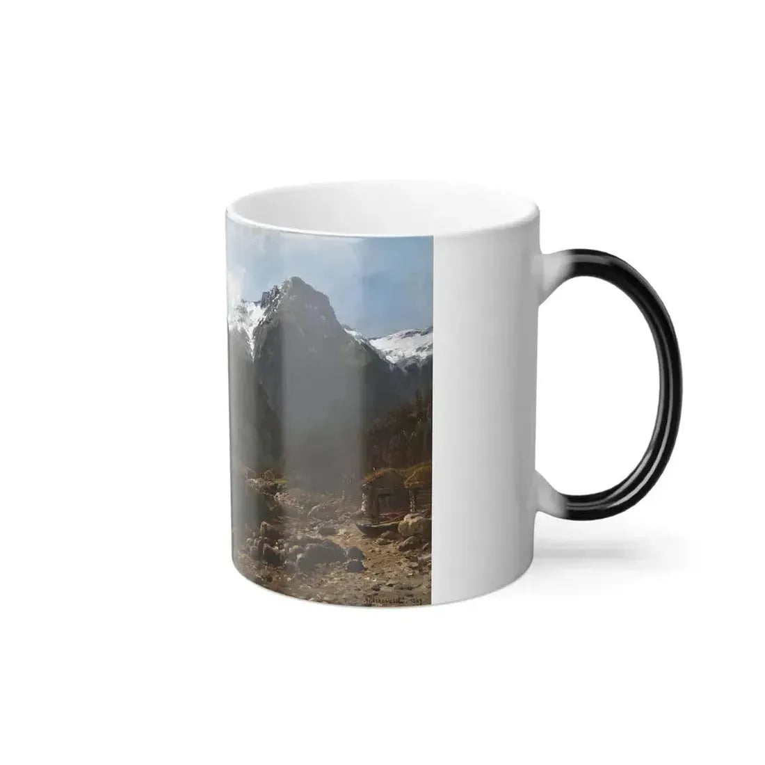 Anders Askevold (1834-1900) Fjord Landscape with People - oil on canvas 1889 - Color Changing Mug 11oz - Go Mug Yourself