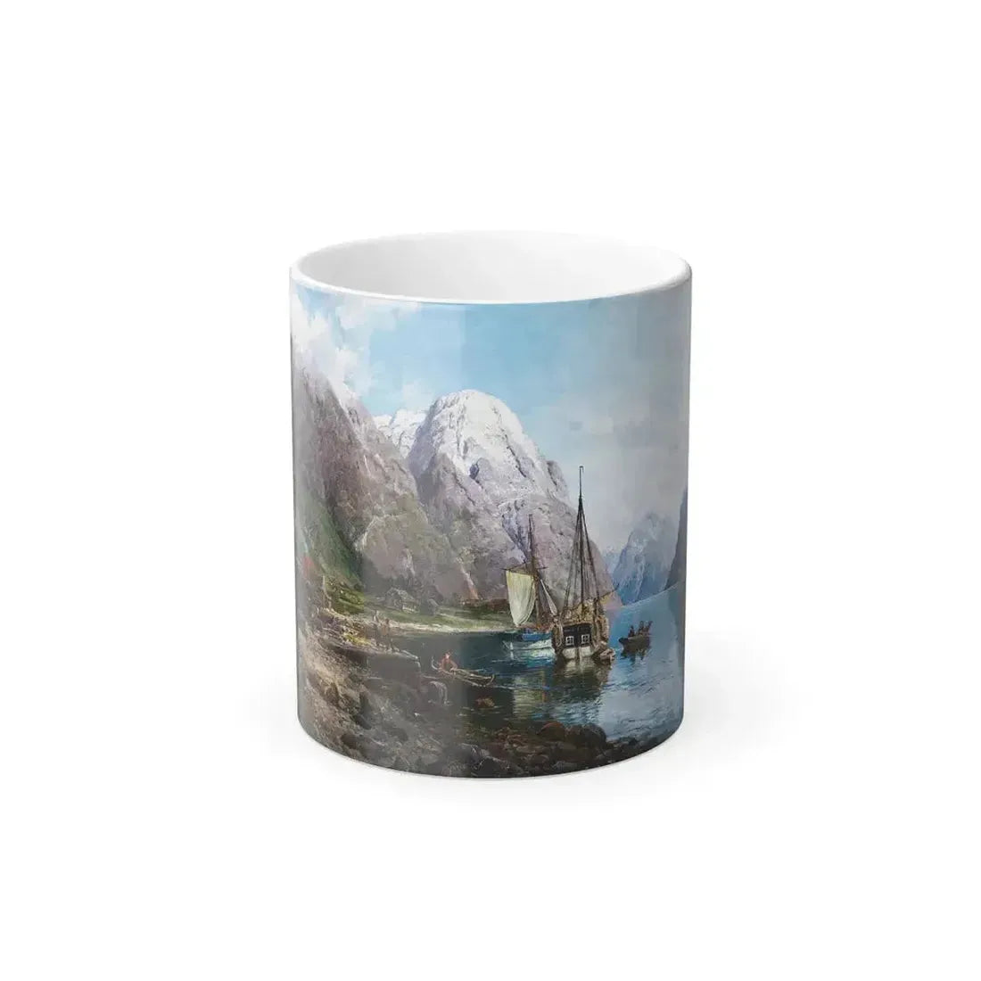 Anders Askevold (1834-1900) Harbor in the Sognefjord - oil on canvas 1895 - Color Changing Mug 11oz 11oz - Go Mug Yourself