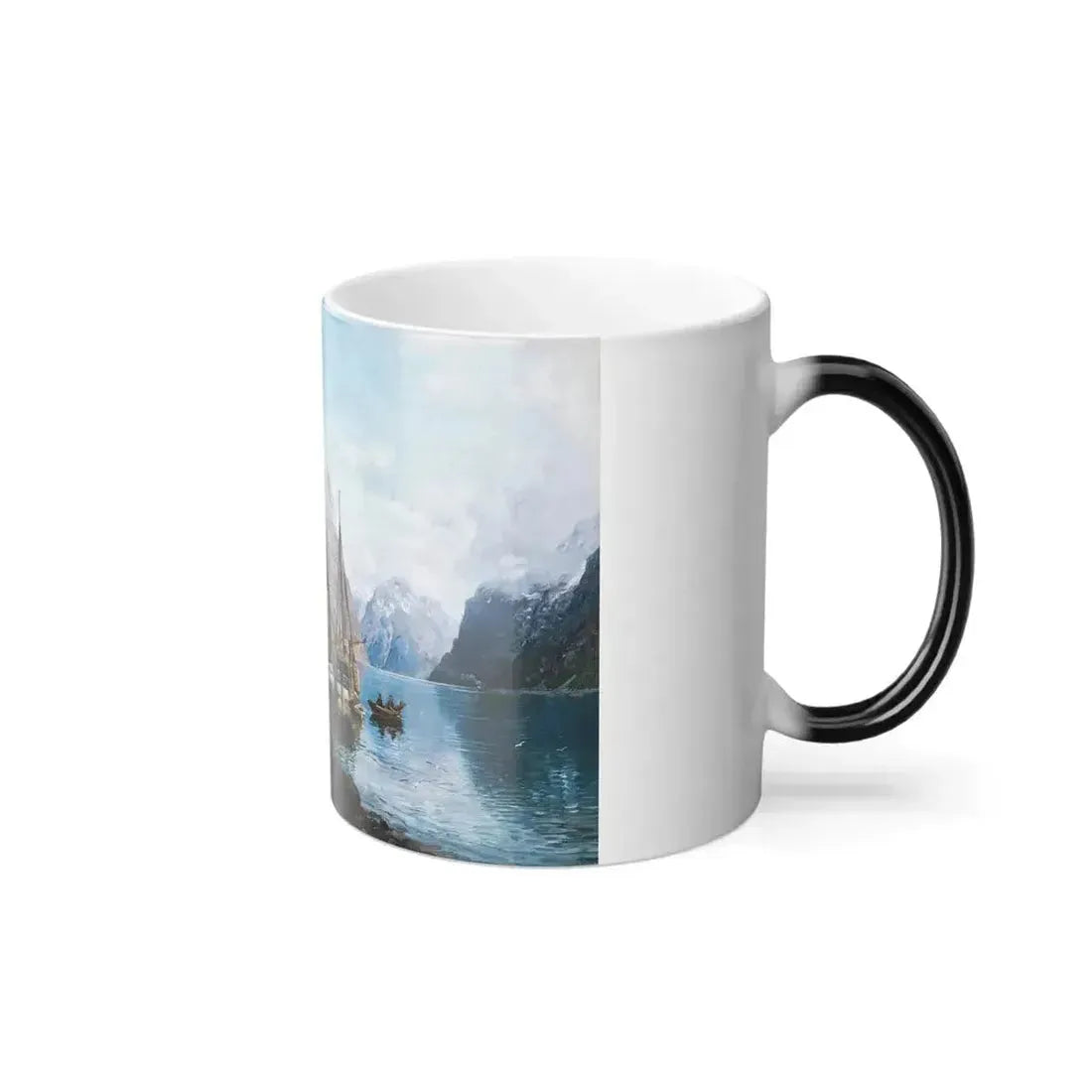 Anders Askevold (1834-1900) Harbor in the Sognefjord - oil on canvas 1895 - Color Changing Mug 11oz - Go Mug Yourself
