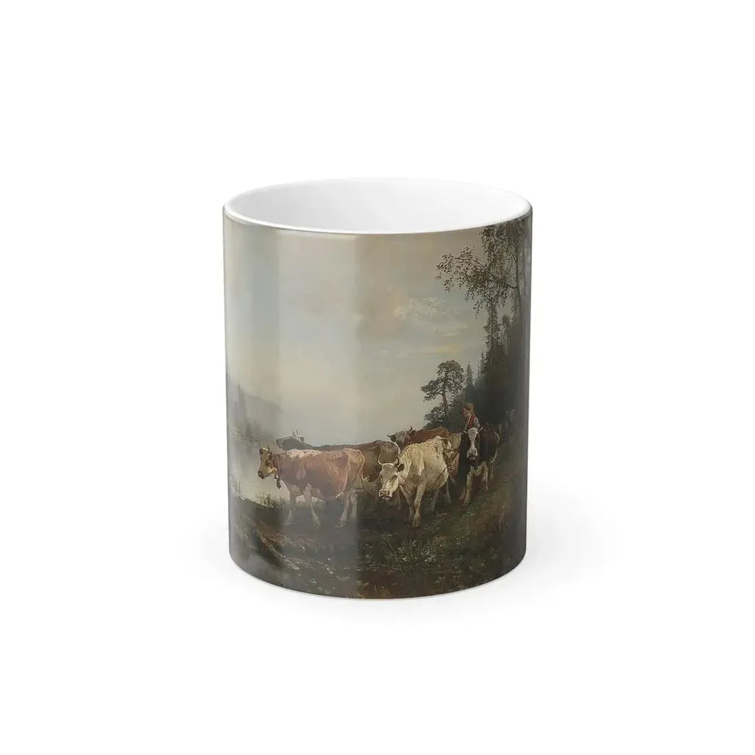 Anders Askevold (1834-1900) Moving the Cattle - oil on canvas 1870 - Color Changing Mug 11oz Default Title 11oz - Go Mug Yourself