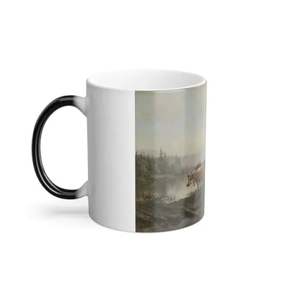 Anders Askevold (1834-1900) Moving the Cattle - oil on canvas 1870 - Color Changing Mug 11oz - Go Mug Yourself