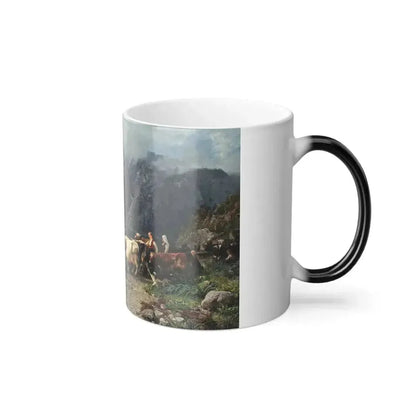 Anders Askevold (1834-1900) The Cattle Being Moved - oil on canvas 1869 - Color Changing Mug 11oz - Go Mug Yourself
