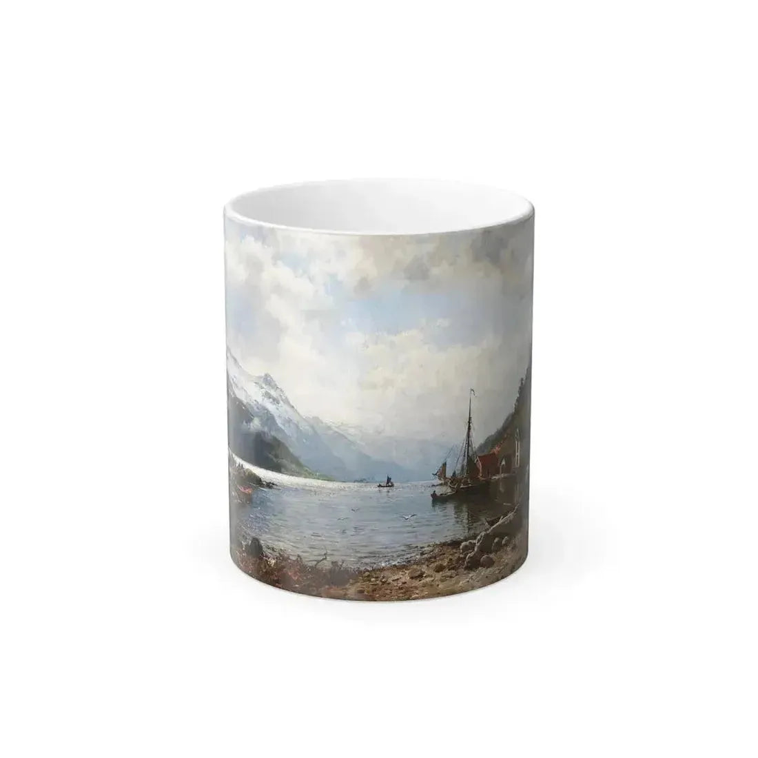 Anders Askevold (1834-1900) The sun breaks through the clouds, Hardanger Fjord - oil on canvas 1889 - Color Changing Mug 11oz 11oz - Go Mug Yourself