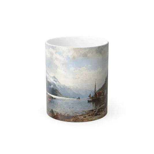 Anders Askevold (1834-1900) The sun breaks through the clouds, Hardanger Fjord - oil on canvas 1889 - Color Changing Mug 11oz 11oz - Go Mug Yourself