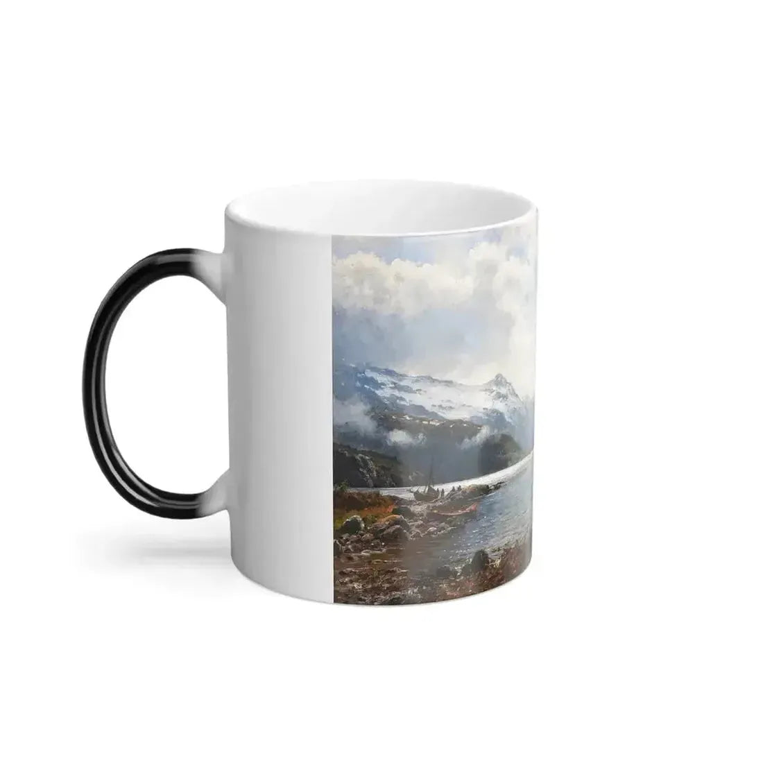 Anders Askevold (1834-1900) The sun breaks through the clouds, Hardanger Fjord - oil on canvas 1889 - Color Changing Mug 11oz - Go Mug Yourself