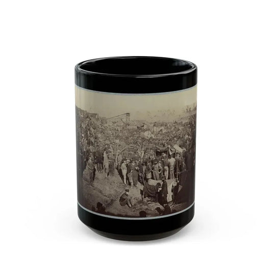 Andersonville Prison, Ga., August 17, 1864. Issuing Rations, View From Main Gate (U.S. Civil War) Black Coffee Mug 15oz - Go Mug Yourself
