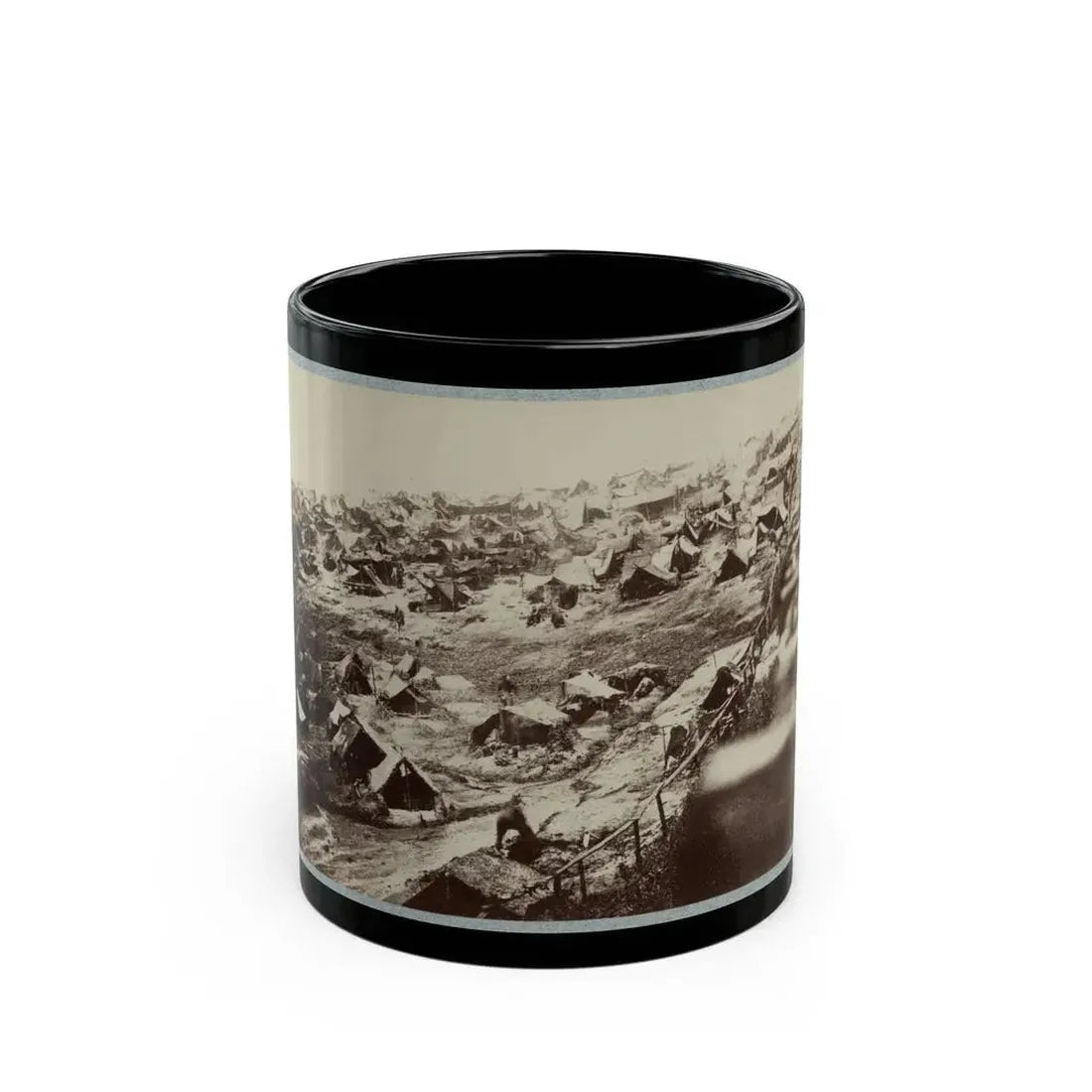 Andersonville Prison, Ga., August 17, 1864. Southwest View Of Stockade Showing The Dead-Line (U.S. Civil War) Black Coffee Mug 11oz - Go Mug Yourself