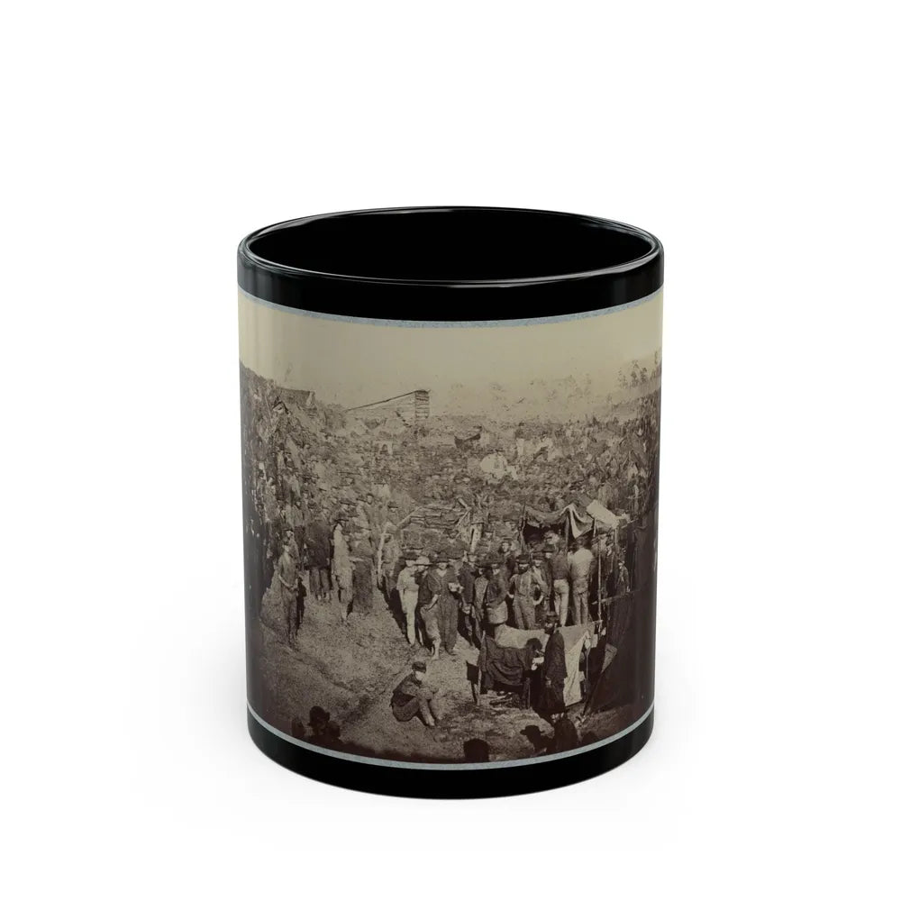 Andersonville Prison, Ga., August 17, 1864. Issuing Rations, View From Main Gate (U.S. Civil War) Black Coffee Mug-11oz-Go Mug Yourself