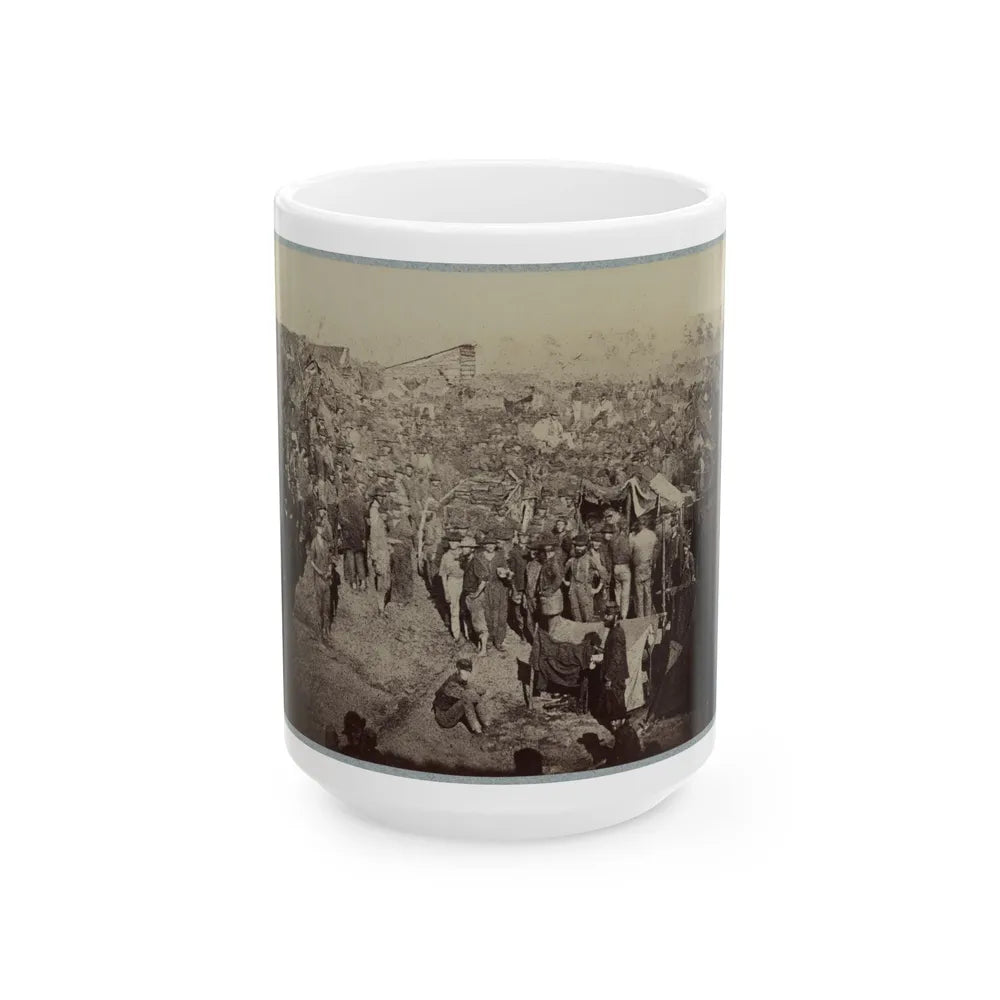 Andersonville Prison, Ga., August 17, 1864. Issuing Rations, View From Main Gate (U.S. Civil War) White Coffee Mug-15oz-Go Mug Yourself