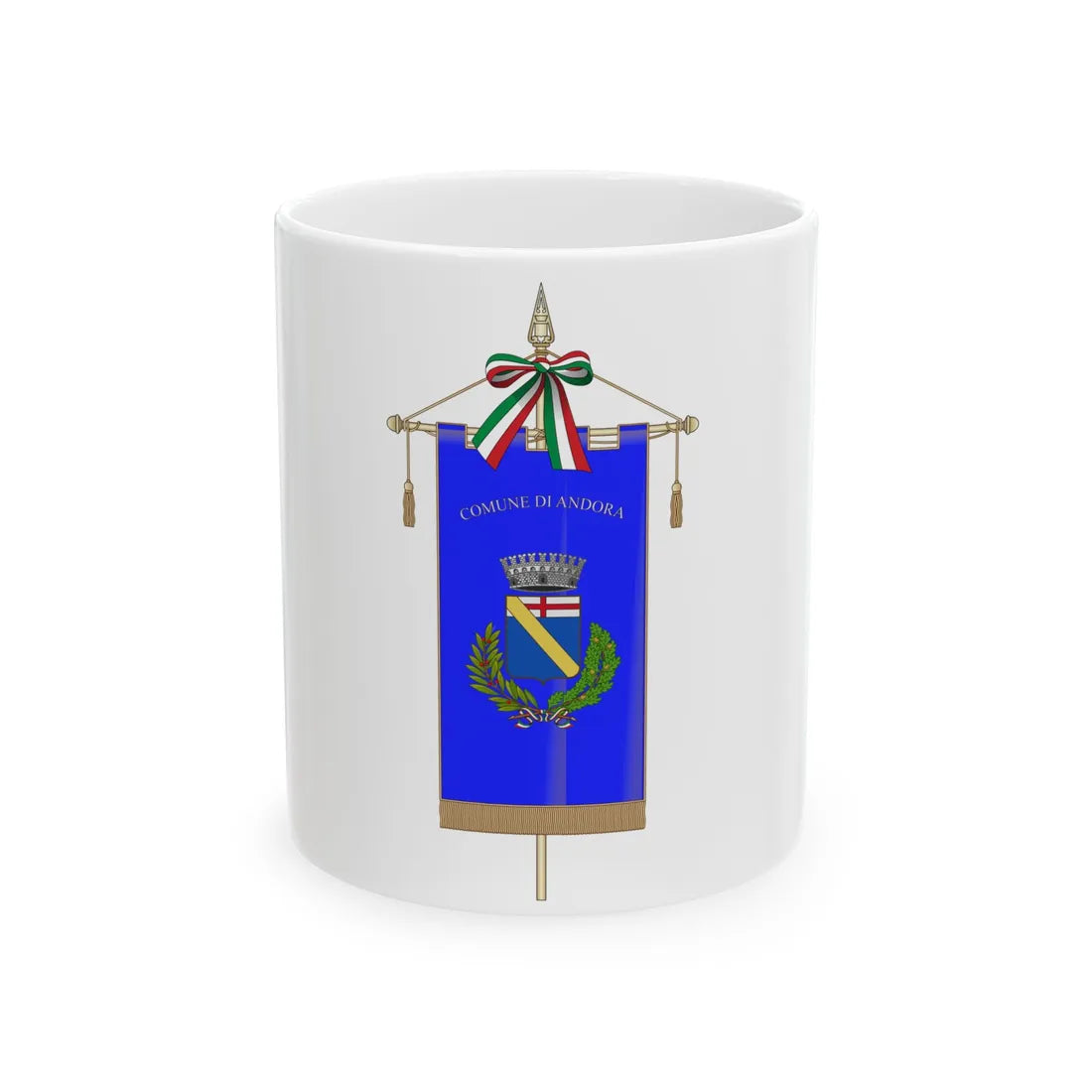 Andora-Gonfalone (Italy) White Coffee Mug 11oz - Go Mug Yourself