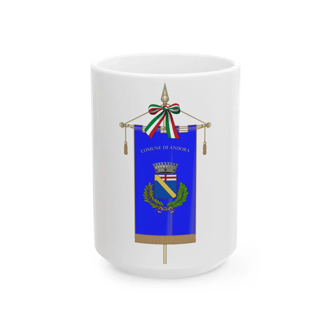 Andora-Gonfalone (Italy) White Coffee Mug 15oz - Go Mug Yourself