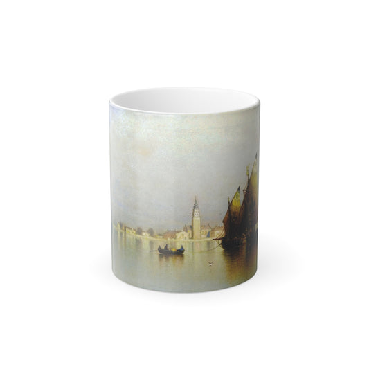 Andre Fisher Bunner (1841-1897) Venetian Fishing Boats, San Lazarro - Oil on Canvas - Color Changing Mug 11oz-11oz-Go Mug Yourself