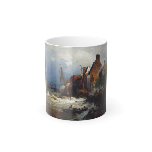 Andreas Achenbach (1815-1910) The Homecoming of the Fishermen in Stormy Seas - Oil on Canvas 1871 - Color Changing Mug 11oz-11oz-Go Mug Yourself