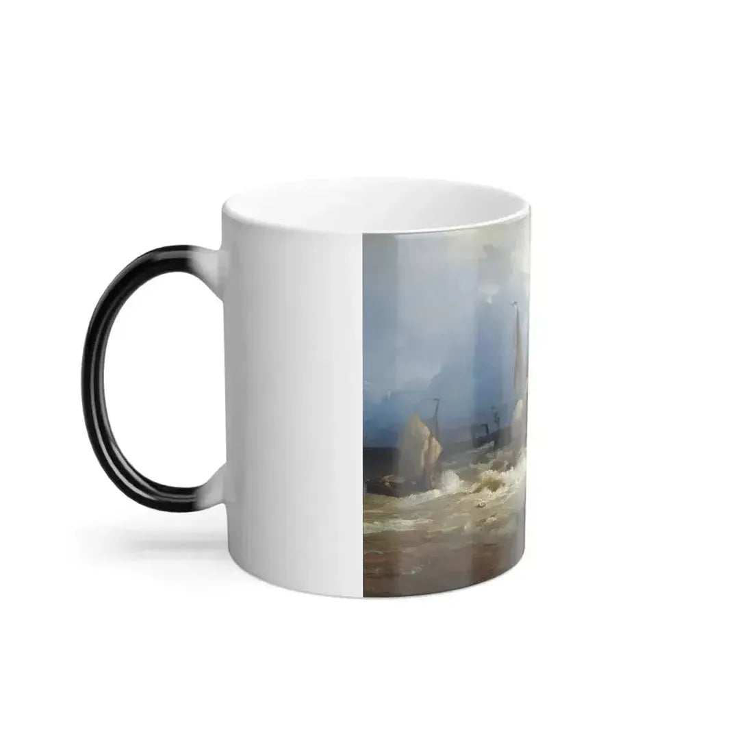 Andreas Achenbach (1815-1910) The Homecoming of the Fishermen in Stormy Seas - Oil on Canvas 1871 - Color Changing Mug 11oz - Go Mug Yourself
