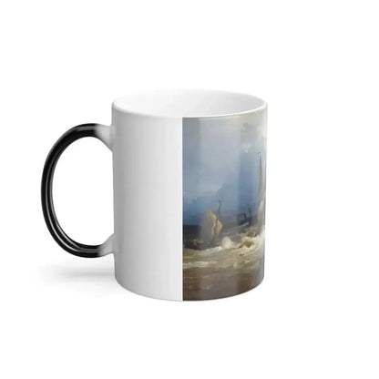 Andreas Achenbach (1815-1910) The Homecoming of the Fishermen in Stormy Seas - Oil on Canvas 1871 - Color Changing Mug 11oz - Go Mug Yourself
