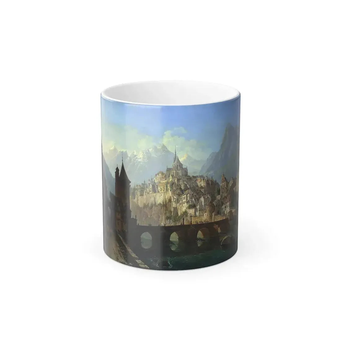 Andreas Roller (1805-1891) Landscape with a Bridge and Fortress - 1843 - Color Changing Mug 11oz Default Title 11oz - Go Mug Yourself