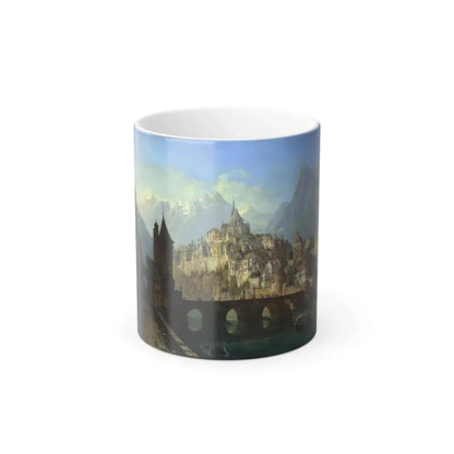 Andreas Roller (1805-1891) Landscape with a Bridge and Fortress - 1843 - Color Changing Mug 11oz Default Title 11oz - Go Mug Yourself