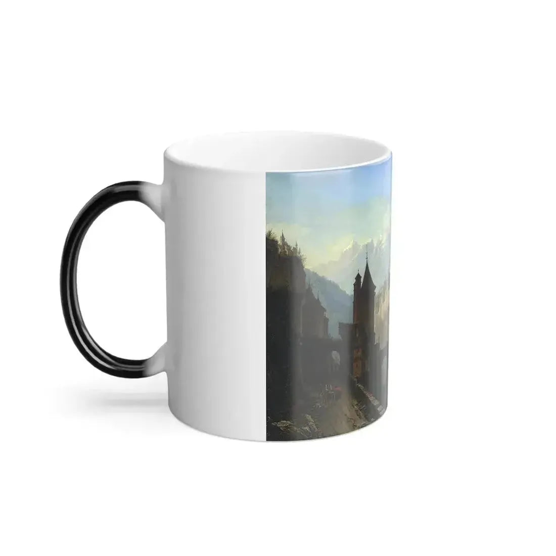 Andreas Roller (1805-1891) Landscape with a Bridge and Fortress - 1843 - Color Changing Mug 11oz - Go Mug Yourself