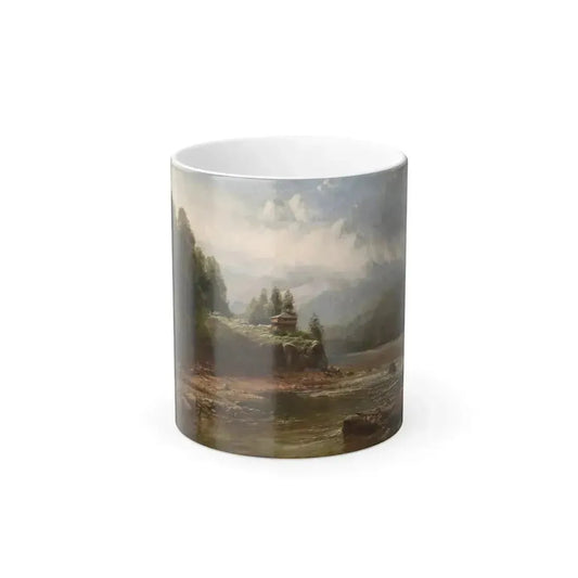 Andrew Melrose (1836-1901) Morning on the French Broad NC, (Old Blockhouse)  - Oil On Canvas c1880jpg - Color Changing Mug 11oz 11oz - Go Mug Yourself