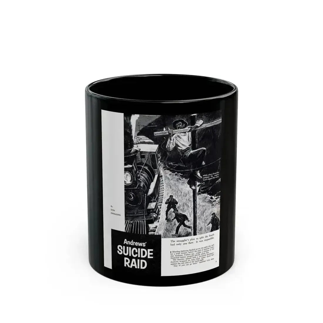 Andrews' Suicide Raid (1), Male magazine, September 1956 - Black Coffee Mug 11oz - Go Mug Yourself