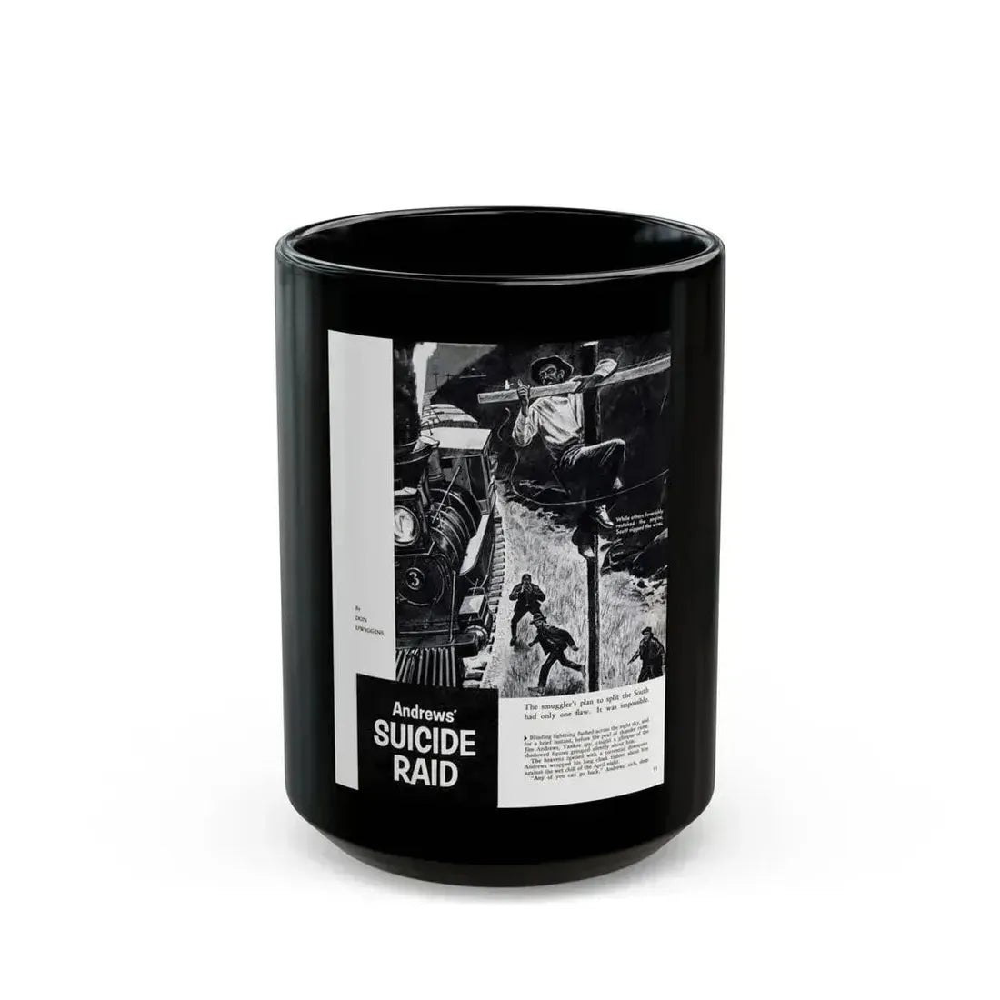 Andrews' Suicide Raid (1), Male magazine, September 1956 - Black Coffee Mug 15oz - Go Mug Yourself