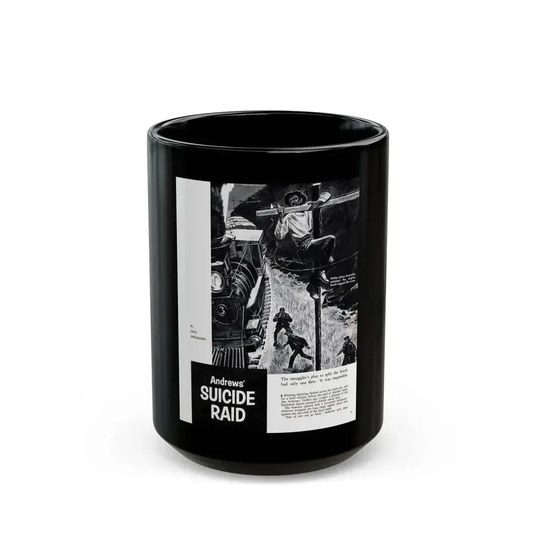 Andrews' Suicide Raid (1), Male magazine, September 1956 - Black Coffee Mug 15oz - Go Mug Yourself
