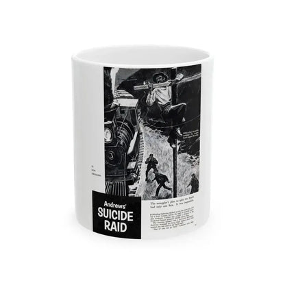 Andrews' Suicide Raid (1), Male magazine, September 1956 - White Coffee Mug 11oz - Go Mug Yourself