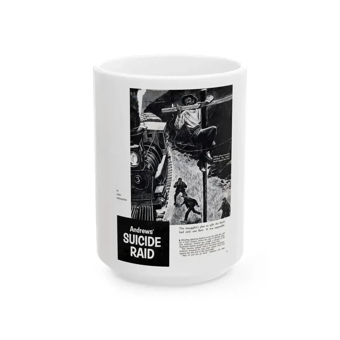 Andrews' Suicide Raid (1), Male magazine, September 1956 - White Coffee Mug 15oz - Go Mug Yourself