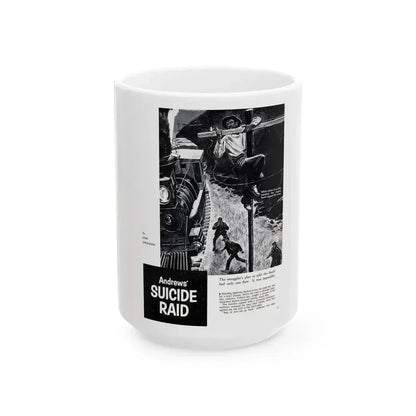 Andrews' Suicide Raid (1), Male magazine, September 1956 - White Coffee Mug 15oz - Go Mug Yourself